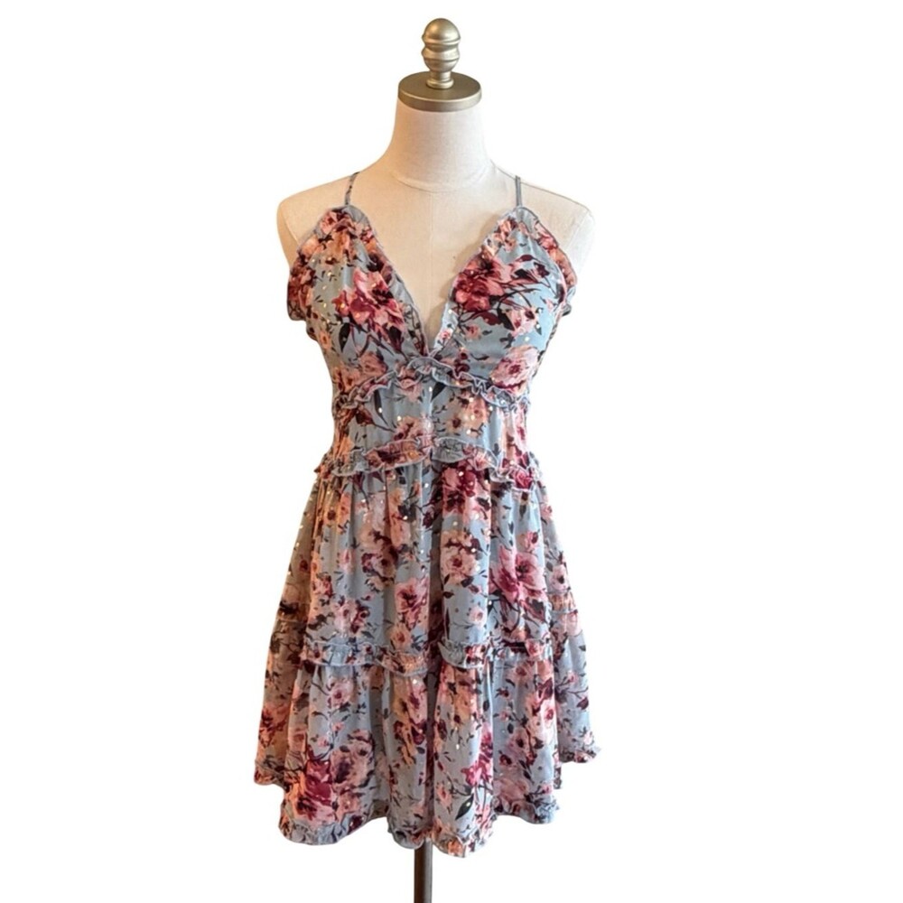 Altar'd State Womens Floral Tiered Babydoll Fairy Dress Sz M Coquette Cottage